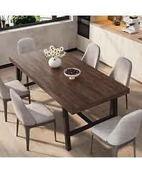 gaomon Dining Table for 6-8 People, Rectangular Wood Kitchen with Sturdy Metal Frame, Industrial Large Counter Dinner,