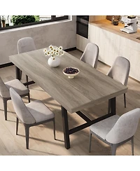 gaomon Dining Table for 6-8 People, Rectangular Wood Kitchen with Sturdy Metal Frame, Industrial Large Counter Dinner,