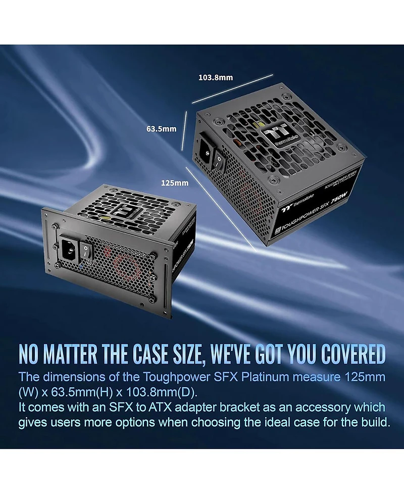 Thermaltake Toughpower Sfx Tt Premium Edition 750W 80 Plus Platinum Certified Fully Modular Atx 3.1 Power Supply Unit