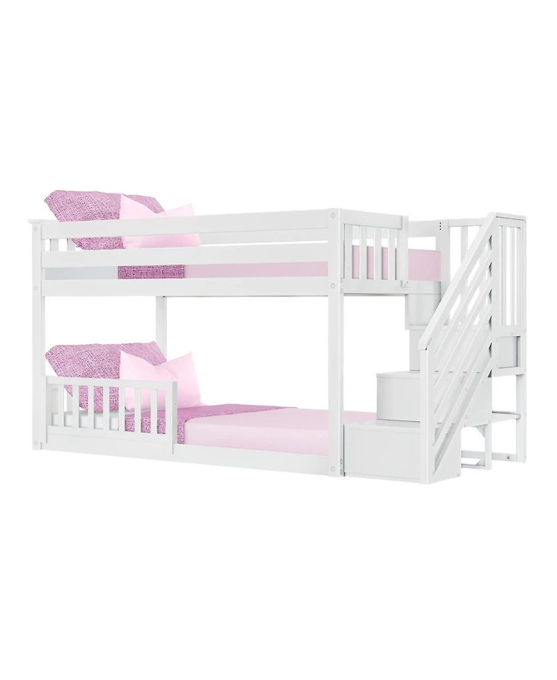 Max Lily Low Twin over Bunk with Stairs Single Guard Rail