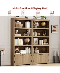 gaomon 5 Tier Bookshelf Farmhouse Bookcase with 2 Doors Adjustable Shelves Anti-Slip for Home Office Living Room, Study