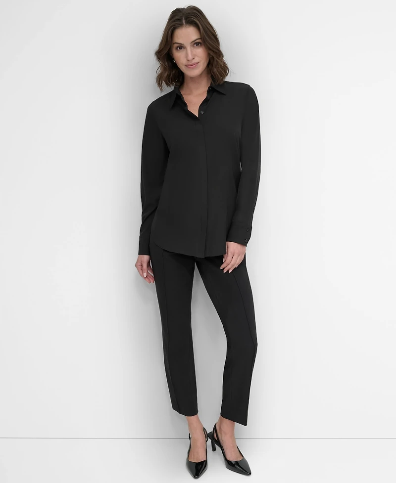 Dkny Petite Long-Sleeve Button-Front Shirt