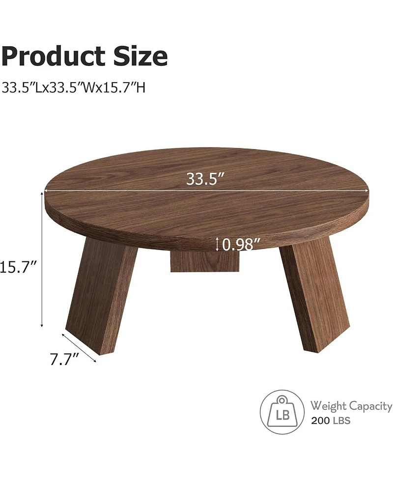 gaomon 33.5" Round Coffee Table, Modern Circle Center Table with Inclined Legs, Accent Cocktail Tables for Living Room, Bedroom, Easy Assembly