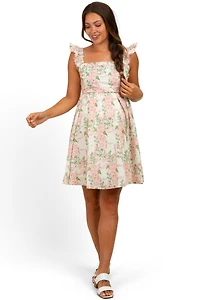 Pinkblush Maternity Pink Floral Print Smocked Back Dress