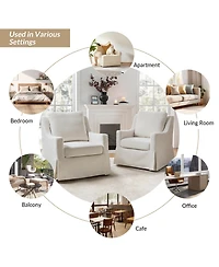 Hulala Home Wimberly 30"W Farmhouse Slipcover Swivel Rocking Chair with Pillow Back