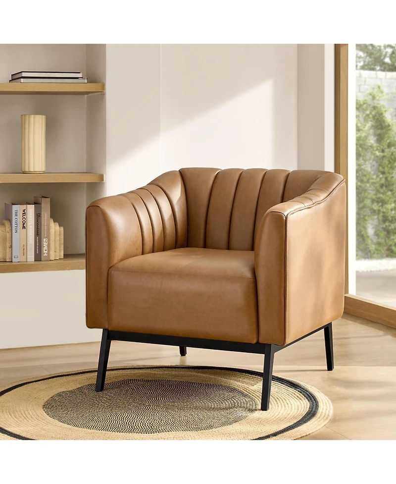 Hulala Home Byanka Industry Wide Faux Leather Chair with Channel Tufting