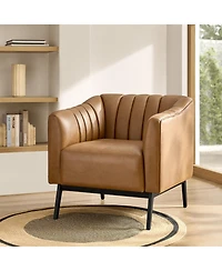 Hulala Home Byanka Industry Wide Faux Leather Chair with Channel Tufting