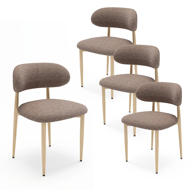 Streamdale Furniture Set of 4 Farmhouse Fabric Dining Chairs with Metal Legs