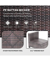 GarveeLife 7 Piece Patio Furniture Set, Outdoor Modular Wicker Sectional Couch with Tempered Glass Coffee Table with Washable Cushions