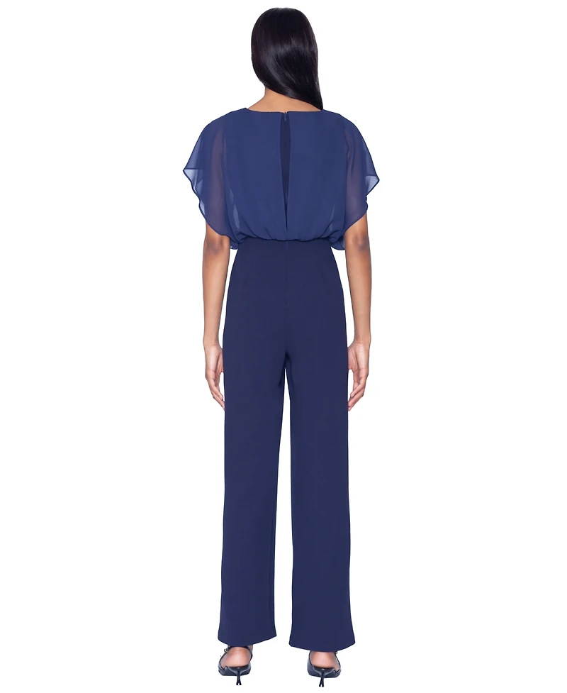 White Tie by Shani Women's Floral Applique Jumpsuit