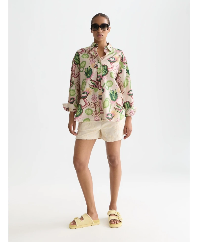 Scotch & Soda Women's Linen Blend Printed Shirt