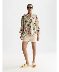 Scotch & Soda Women's Linen Blend Printed Shirt