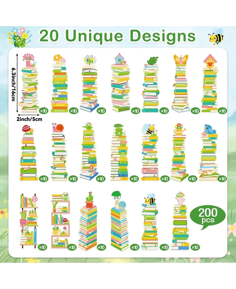 Gnuadz Spring Bookshelf Bookmarks Bulk 20 Styles