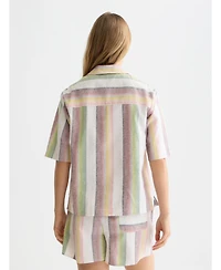 Scotch & Soda Women's Striped Shirt Sleeve Shirt