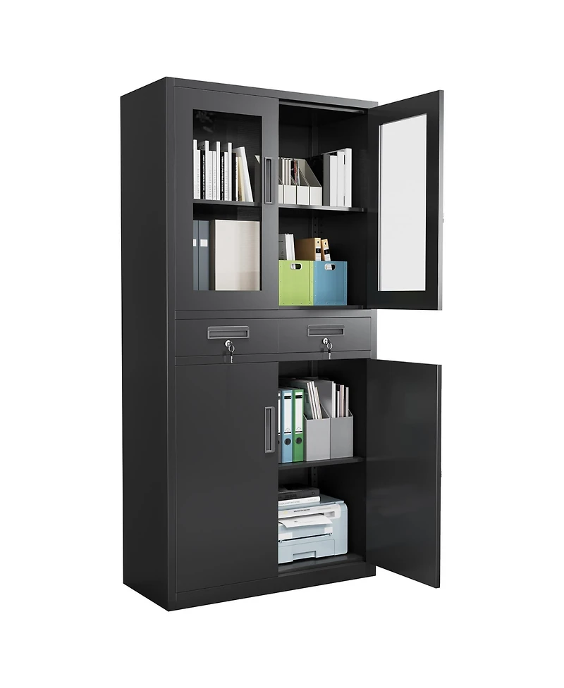 gaomon 72" Heavy Duty Metal Storage Cabinet with Locking Doors and 2 Drawers for Home, Garage