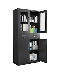 gaomon 72" Heavy Duty Metal Storage Cabinet with Locking Doors and 2 Drawers for Home, Garage