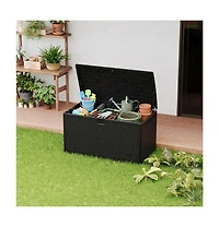 Gaomon 120 Gallon Waterproof Resin Deck Box, Lockable Outdoor Storage with Hydraulic Rod