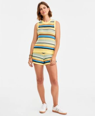 Tommy Hilfiger Womens Crochet Cotton Sleeveless Sweater Crochet Cotton Shorts