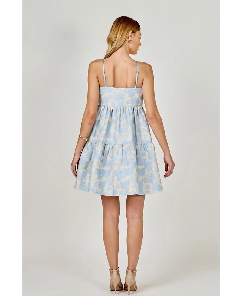 endless rose Women's Floral Jacquard Mini Dress