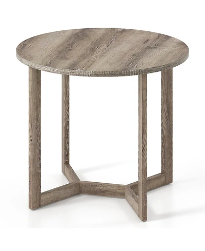 Slickblue Small Round Wood Dining Table 36 Inch Seats 2-4 Pedestal Base