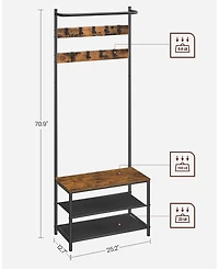 Slickblue Hall Tree with Bench and Shoe Storage Entryway Organizer Unit