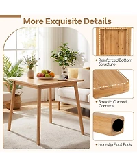 Gymax Square Bamboo Dining Table for 2-4 People Dinner Table for Dining Room