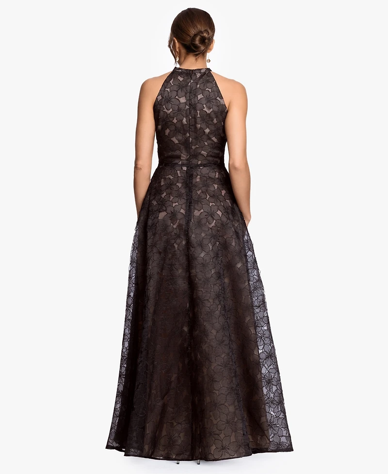 Betsy & Adam Women's Embroidered A-Line Gown