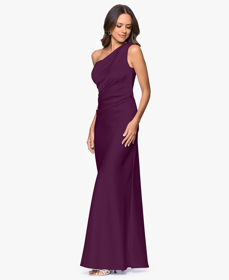 Betsy & Adam Women's One-Shoulder Draped Evening Gown