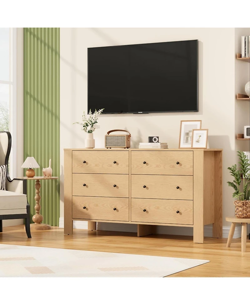 gaomon 6 Drawer Dresser with Deep Drawers and Metal Knobs for Bedroom, Entryway