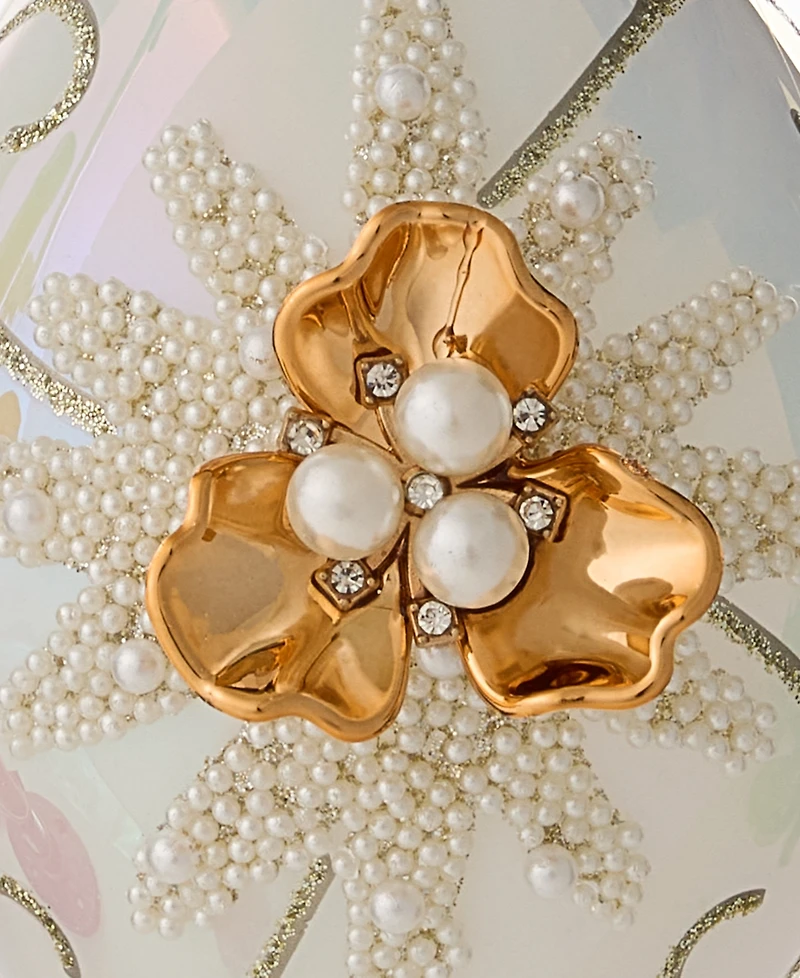 Holiday Lane Jeweled Classics Finial Ball with Gem, Bead Flower Design Ornament, Macy's Exclusive