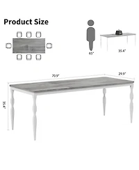 homfan Rectangular Dining Table for 6 to 8 with Metal Legs,in Farmhouse Kitchen