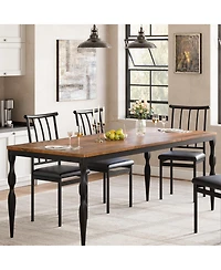 homfan Rectangular Dining Table for 6 to 8 with Metal Legs,in Farmhouse Kitchen