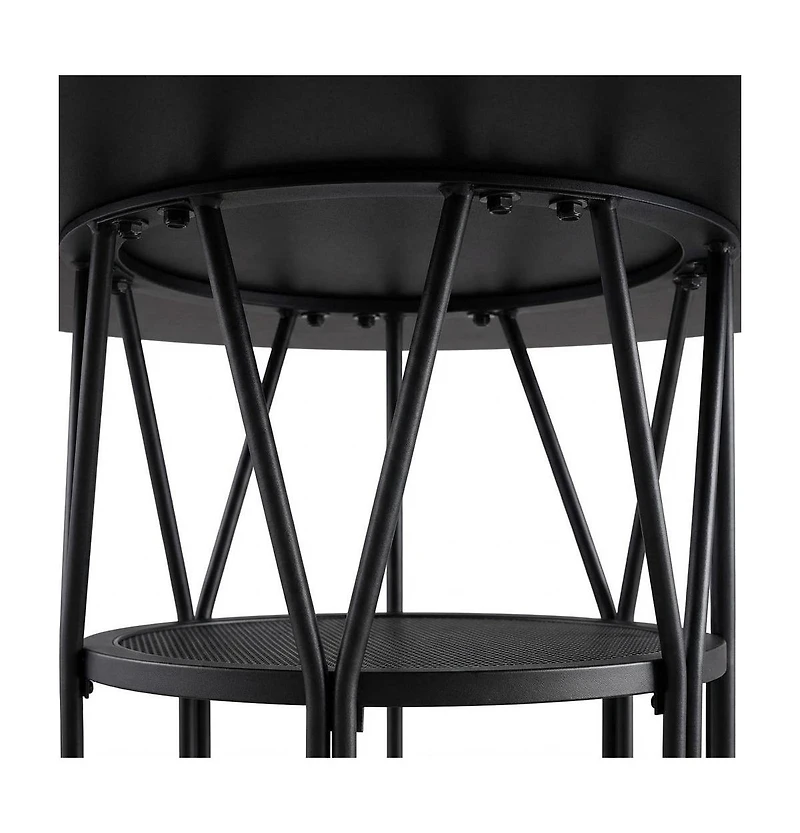 homfan 47 In Round Dining Table for 4-6 with Storage Shelf, Metal Frame and Mdf Top, Modern Kitchen Table for Dining or Work