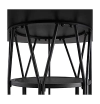 homfan 47 In Round Dining Table for 4-6 with Storage Shelf, Metal Frame and Mdf Top, Modern Kitchen Table for Dining or Work