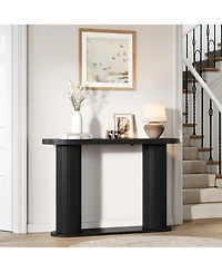 Gaomon Fluted Console Table, 42.5 Inch Narrow Wood Entryway Table with Storage Shelf, Sofa Behind the Couch, for Hallway, Living Room,Foyer