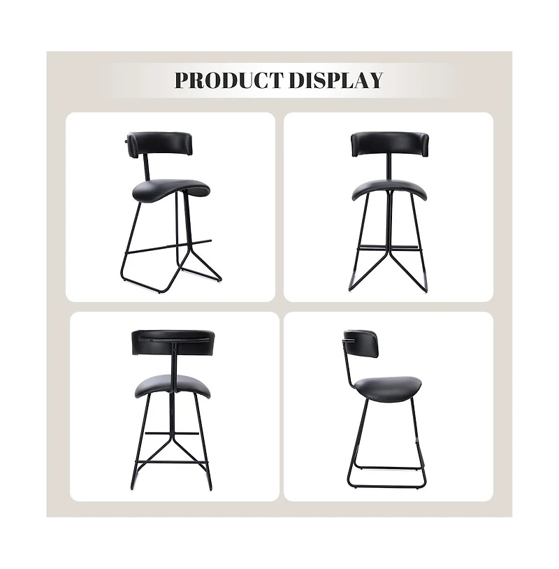 Gaomon 25 Inch Counter Height Bar Stools Set of 2, Modern Faux Leather High Barstools with Back and Metal Leg, Chairs for Kitchen Island