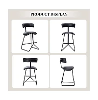 Gaomon 25 Inch Counter Height Bar Stools Set of 2, Modern Faux Leather High Barstools with Back and Metal Leg, Chairs for Kitchen Island