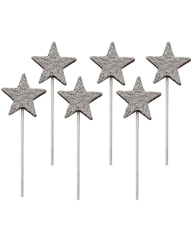 Betsy Ann Chocolates Fourth of July Festive Decorated Chocolate Star Lollipop, 6 Pack