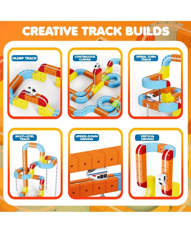 Contixo MT2 Magnetic Train Track Set 150PCS with 2 Motorized Trains Stem Building Toy for Kids