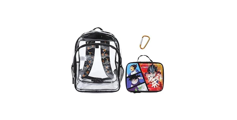 Dragon Ball Z Goku 2-Piece 16" Kids Clear Backpack and Lunch Box Set For School And Travel