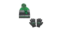 Minecraft Boys Creeper Character Youth Beanie and Gloves Set