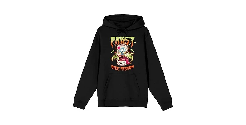 Pabst Blue Ribbon Men's Halloween theme can beer monster illustration on Adult Hoodie