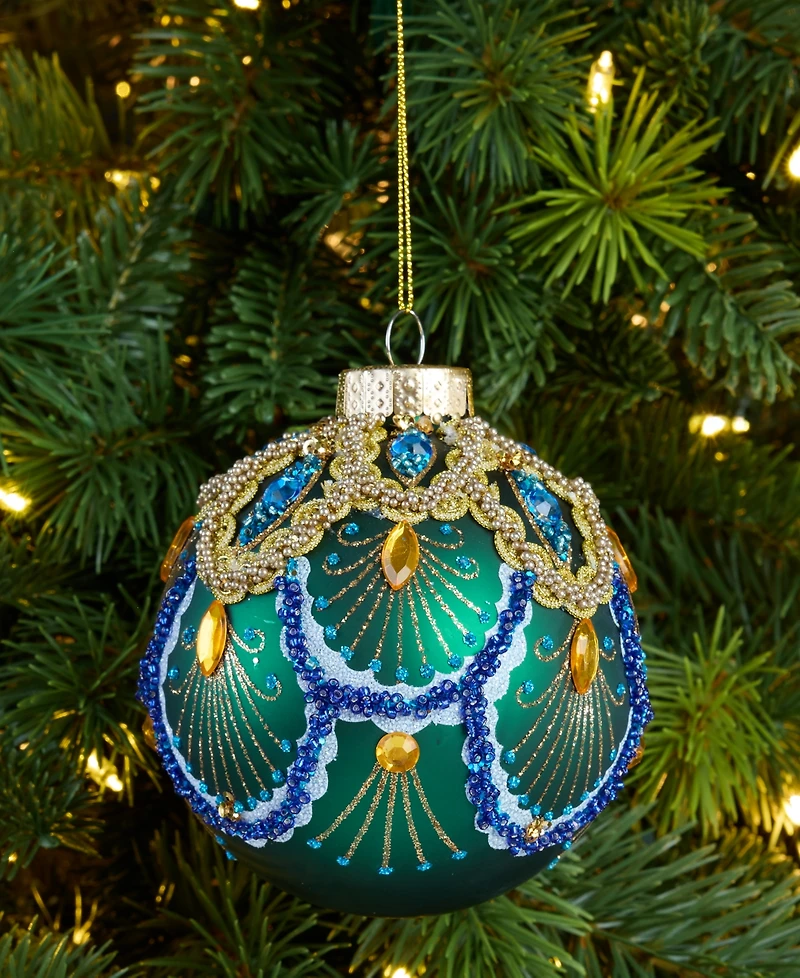 Holiday Lane Peacock Embellished Ball Ornament, Macy's Exclusive