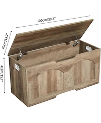 Gaomon 39.3" Retro Wooden Storage Bench - Storage Chest with U-Shaped Cut-Out Pull, Safety Hinge, Supports 300 lbs, Easy Assembly