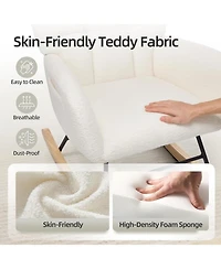 Gaomon Modern Teddy Fabric Rocking Chair, High Back Glider Rocker - Cozy Reading Armchair with Soft Cushion for Living Room, Nursery, Bedroom