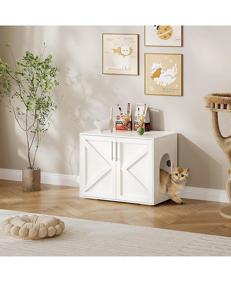 Gaomon Cat Litter Box Enclosure,Hidden Litter Box Furniture,Wooden Litter Box Enclosure Furniture,Indoor Cat House,Side End Table, Tv Stand