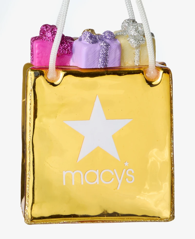 Holiday Lane Macy's Glass Macy's Shopping Bag Ornament, Macy's Exclusive