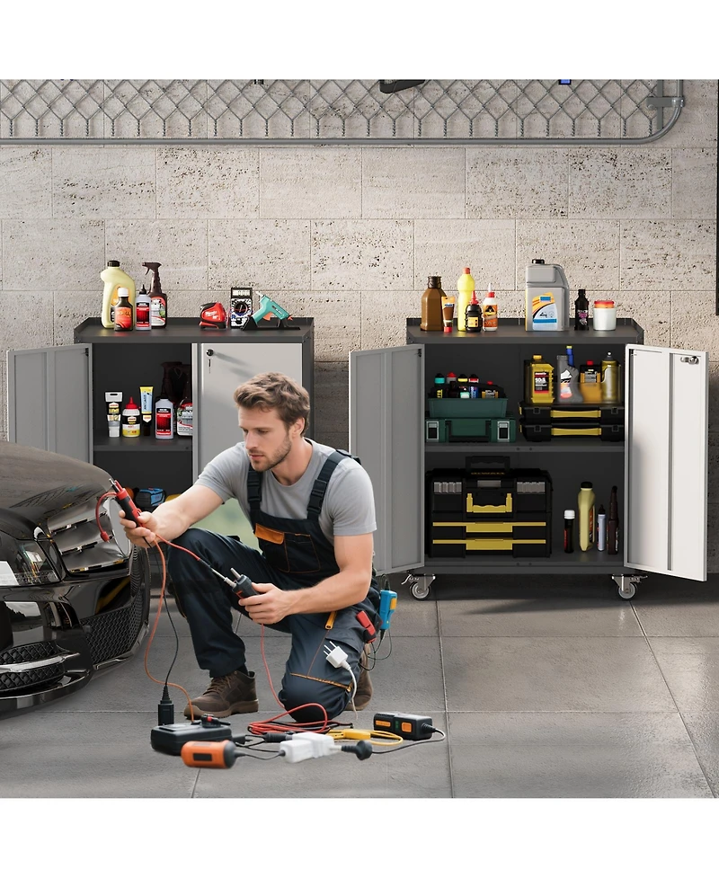 Gaomon Heavy Duty Metal Locking Garage Tool Cabinet with Adjustable Shelf, Rolling Wheels