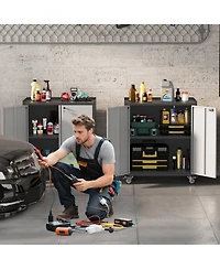 Gaomon Heavy Duty Metal Locking Garage Tool Cabinet with Adjustable Shelf, Rolling Wheels
