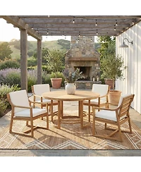 Asagikoiai 5-Piece Acacia Wood Outdoor Patio Dining Set with Round Table and Chairs
